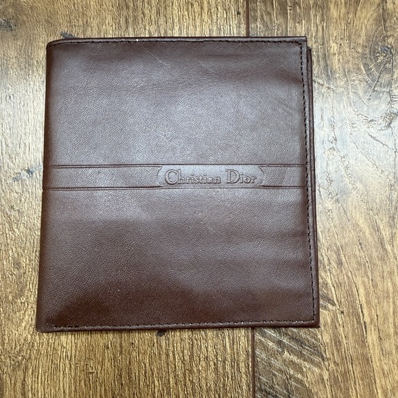 Christian Dior Other - Vintage CHRISTIAN DIOR Mens Brown Leather Cardholder Bifold Wallet NEW